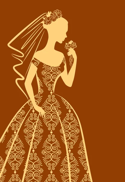 Vintage silhuetten av vackra brud i klänning. — Stockfoto