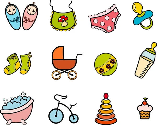 Background with baby icons — Stock Vector