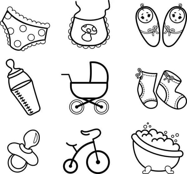 Arrière-plan avec des icônes bébé — Image vectorielle