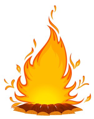 Illustration of isolated camp fire on white background clipart