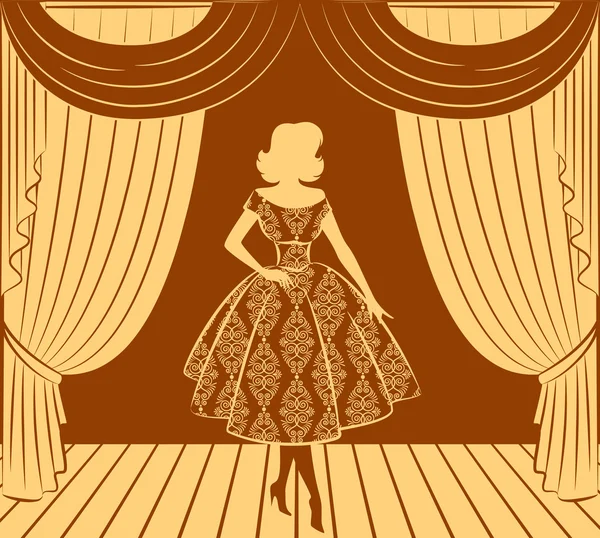 Vintage moda dziewczyna — Wektor stockowy