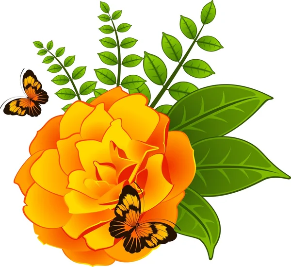 蝶を背景の花 — ストックベクタ