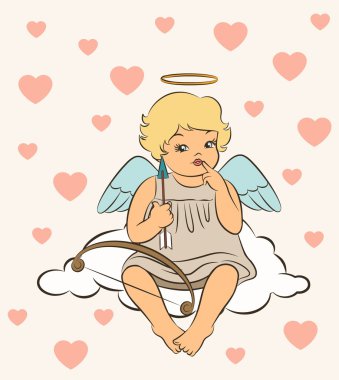 Vintage cartoon little angel clipart