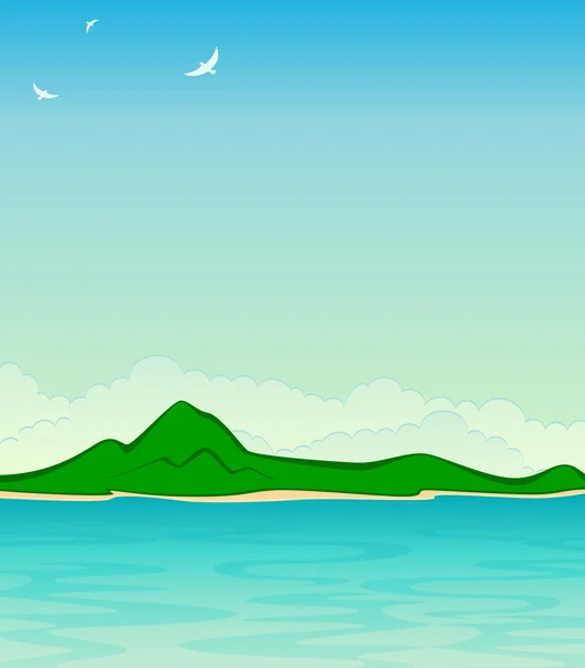 小岛与鸟 — 图库矢量图片