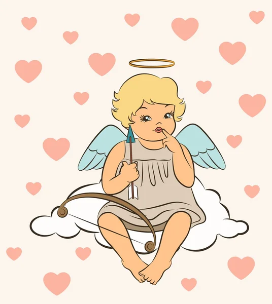 复古卡通小天使 — 图库矢量图片