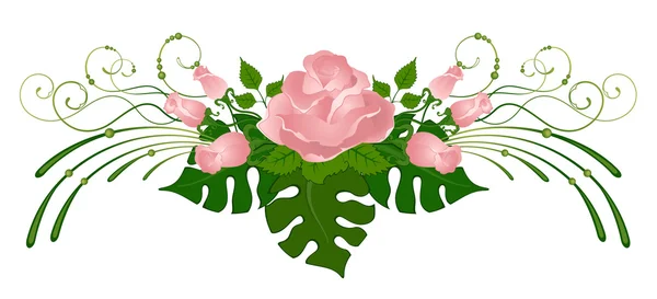 玫瑰美丽的花束 — 图库矢量图片