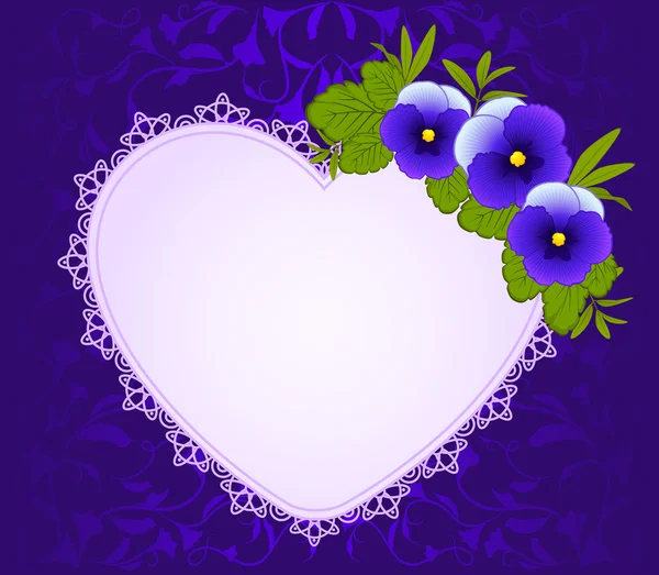 Violete cu ornamente din dantelă pe fundal. Vector — Vector de stoc
