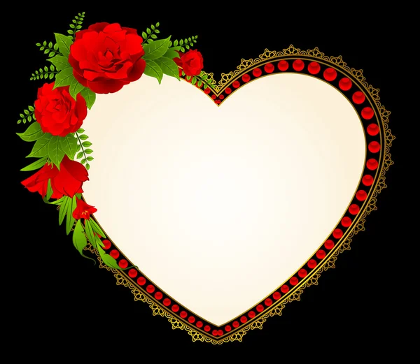 Coeur de roses sur fond . — Image vectorielle