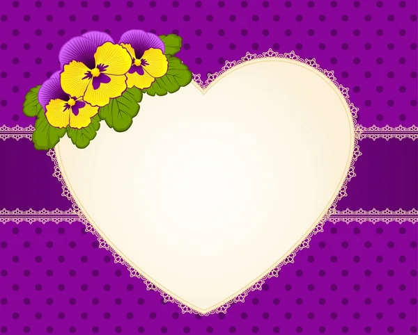 Violets with lace ornaments on background. Vector — Stock Vector