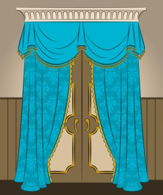 The vintage arch with curtain. clipart