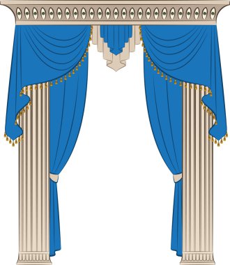 The vintage arch with curtain. clipart