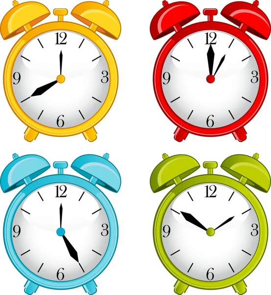 Background with classic alarm clocks — Stock Vector