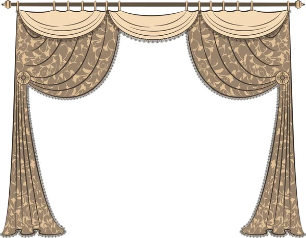 Винтажный интерьер с занавесом — стоковый вектор