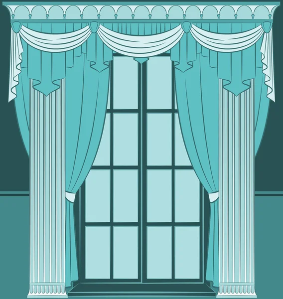 El interior vintage con cortina — Archivo Imágenes Vectoriales