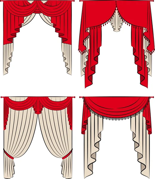 Das Vintage-Interieur mit Vorhang — Stockvektor