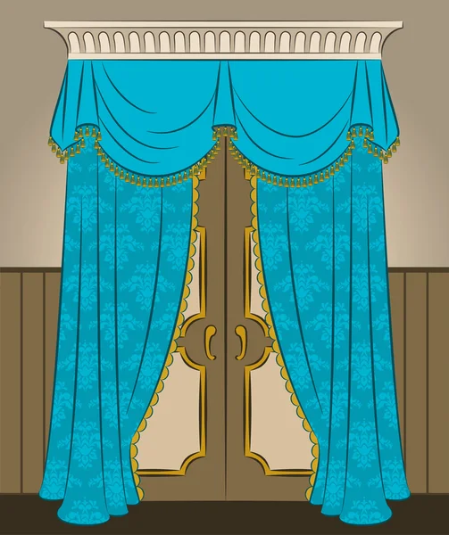 L'arche vintage avec rideau . — Image vectorielle