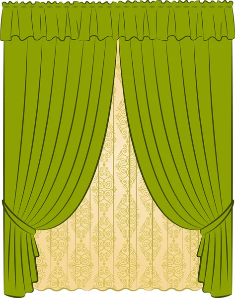 L'intérieur vintage avec rideau — Image vectorielle