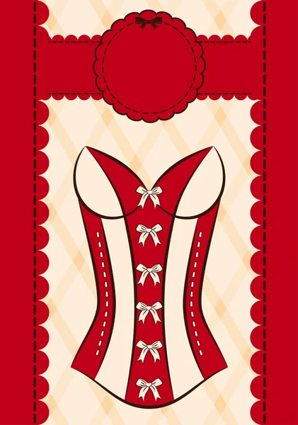 Vintage corsets on ornament background. — Stock Vector