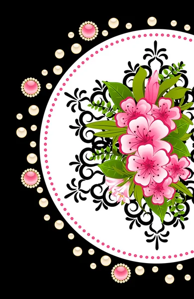 Blommor med spetsar ornament på bakgrund. — Stockfoto
