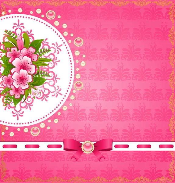 Blumen mit Spitzenornamenten auf dem Hintergrund. — Stockfoto