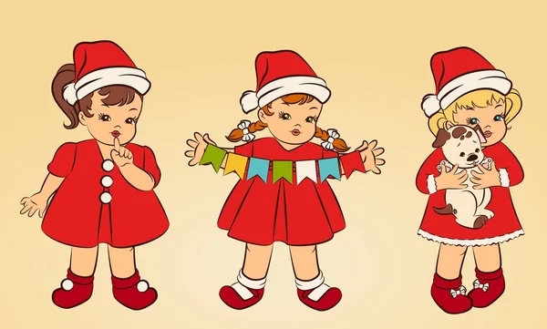 Cartoon little girls in suit Snow Maiden — Stock Photo, Image
