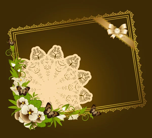 Flowers with lace ornaments on background. — Stock Photo, Image