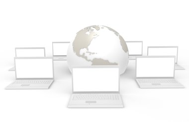 Network. Lap Tops around the Globe clipart