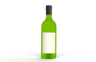 şarap. kopyalama alanı olan yeşil şişe beyaz şarap