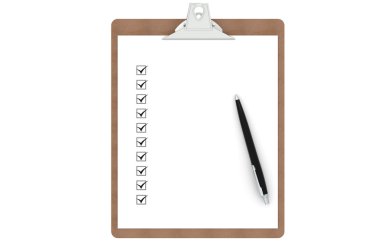 Clipboard with Checklist and Pen clipart