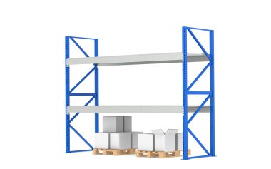 Warehouse Shelves. Low Stock Level. Part of a Blue Warehouse and logistics clipart