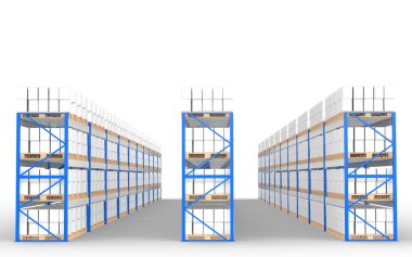 Warehouse Shelves, Front view. clipart