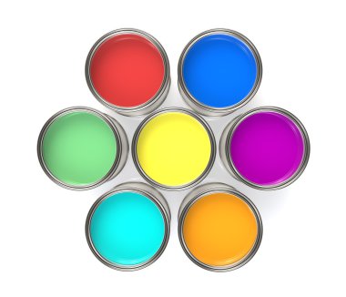 Colorful Paint Buckets, Isolated clipart