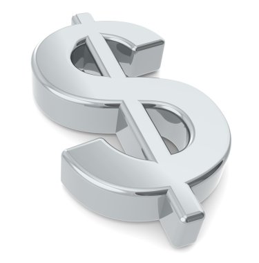 Dollar sign. A 3D dollar sign. Metal clipart