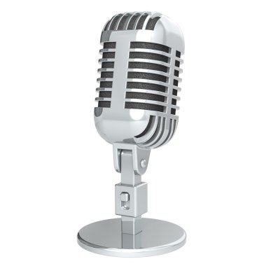 Microphone. Retro Microphone, silver. clipart