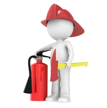 3D Little Human Character The Fire Fighter clipart