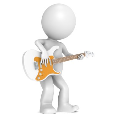 3D Little Human Character and his Strat clipart