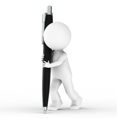 3D Human with Pen clipart