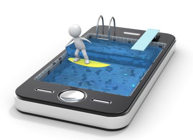 Surfing with your Mobile Phone clipart