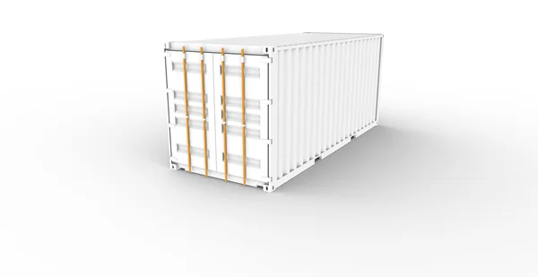 Turuncu kilitleme ile beyaz kargo konteyner — Stok fotoğraf