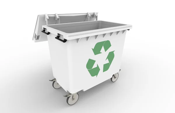 Cubo de reciclaje abierto con Símbolo — Foto de Stock