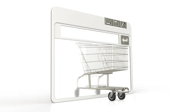 Internet browser window with Shopping Cart — Stockfoto