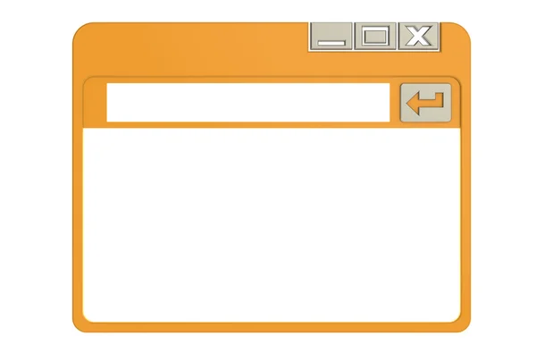 Fenêtre de navigateur Internet, simplifiée. Orange isolé sur blanc — Photo