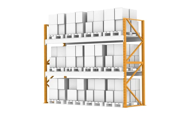 Pallet Rack, Full. Isolated on white. Part of warehouse series. — Stock Photo, Image