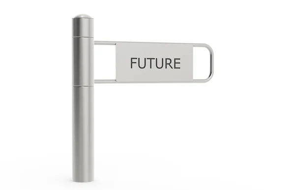Framtiden. enterance gate med tecken — Stockfoto