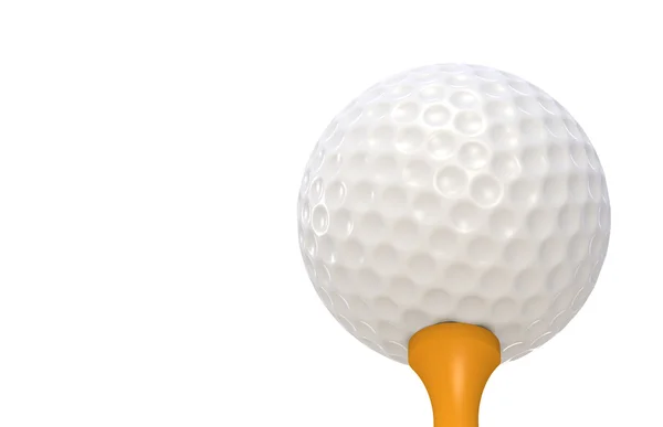Bola de golfe no tee laranja. Vista de ângulo baixo — Fotografia de Stock