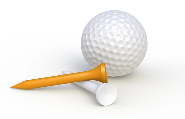 Golfbal en tees — Stockfoto