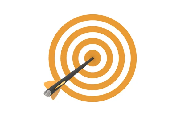 Orange dart hitting center of target — Stock Photo, Image