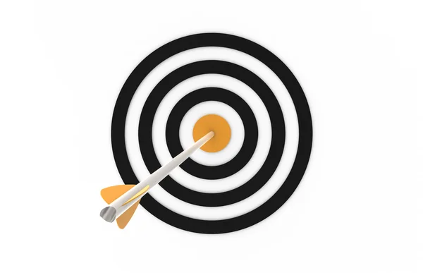 Oranje dart raken centrum van doel — Stockfoto