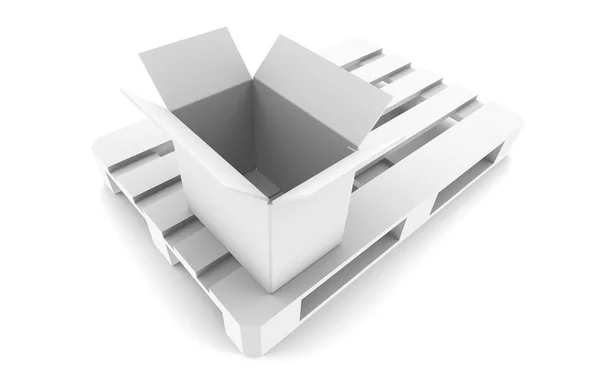Caja de cartón abierta aislada en blanco - 3d —  Fotos de Stock