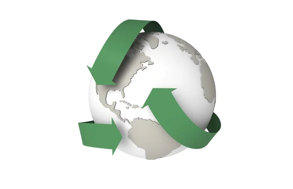 Reciclagem da Terra, isolada em branco — Fotografia de Stock